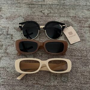 Three Sunglasses - Black, Brown, Cream Stack
